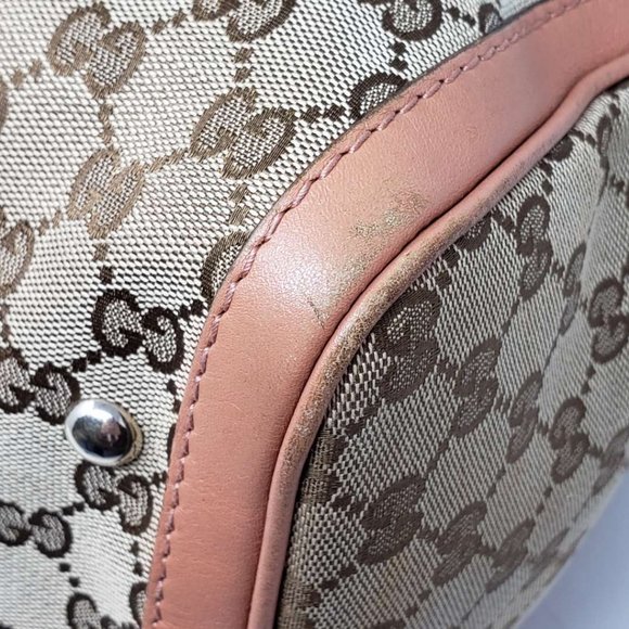 100% Auth Gucci Canvas Vintage Boston Satchel Bag - Picture 11 of 16